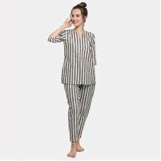 Mesmora Womens Cotton Stripe Night Suits